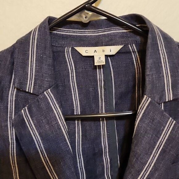 Cabi blue white pinstripe striped nautical blazer jacket size 2 - Picture 3 of 10